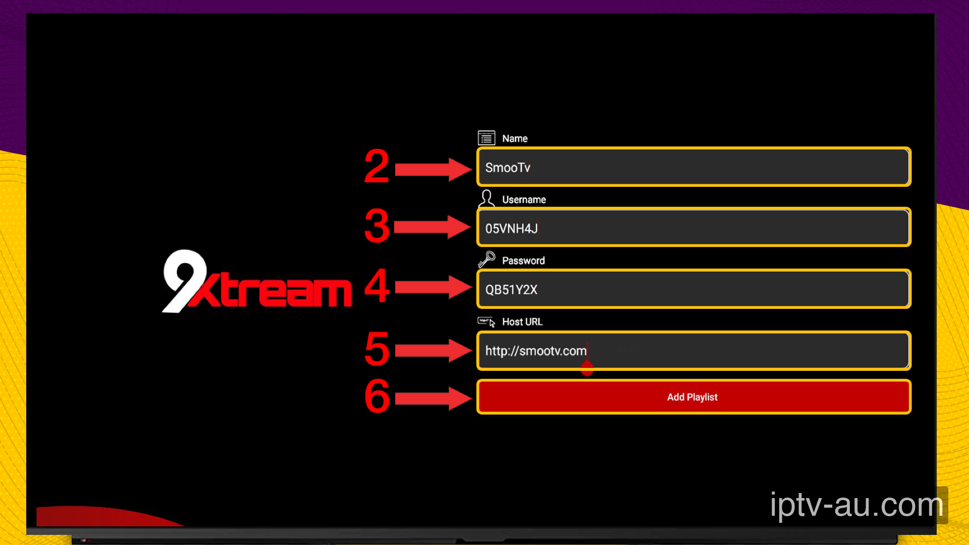 Enter Your Credentials for IPTV on 9XStream IPTV
