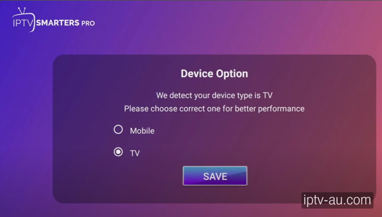 Select Device Type for IPTV on Chromecast