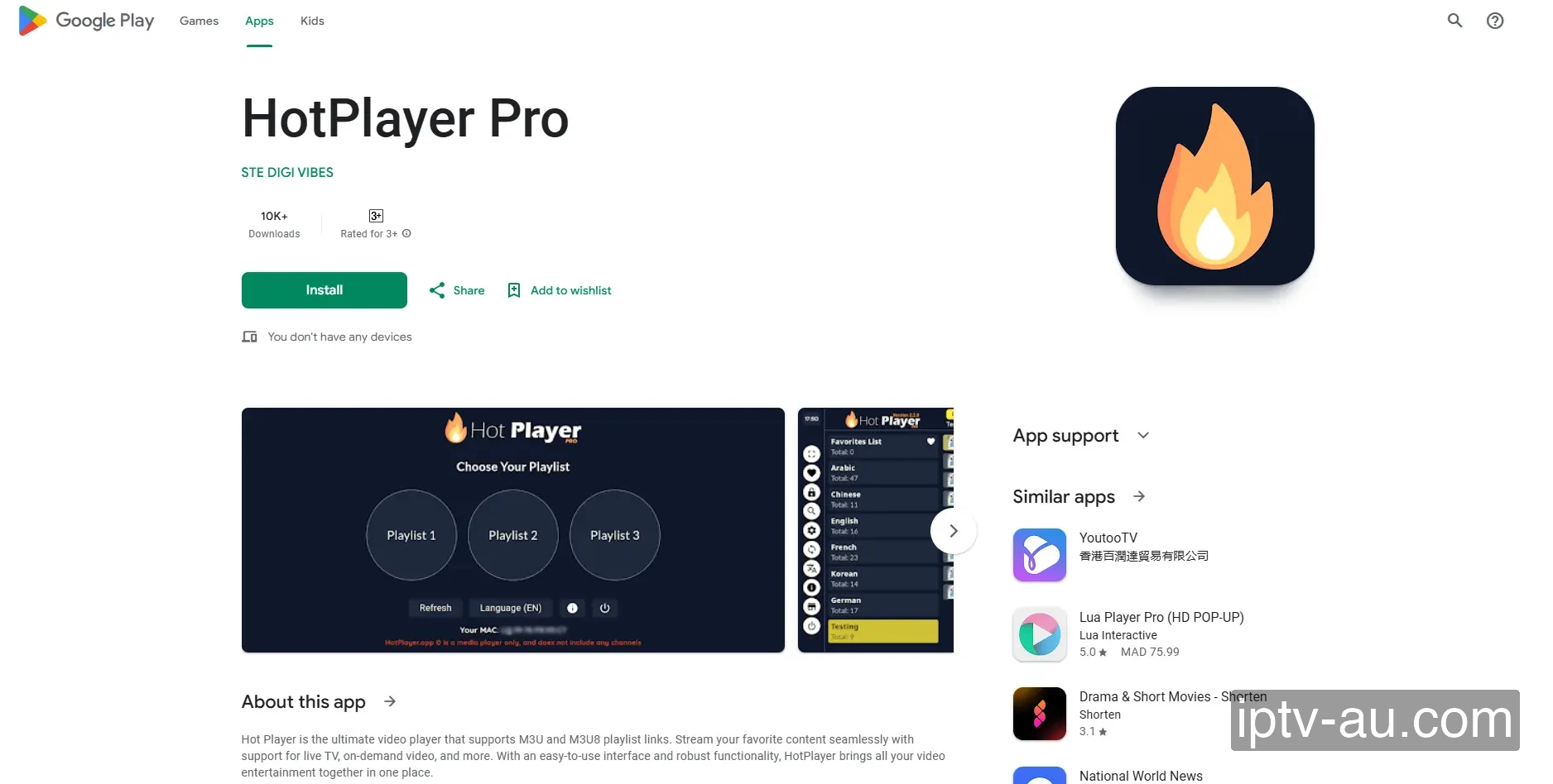 HotPlayer Pro on Google Play Store
