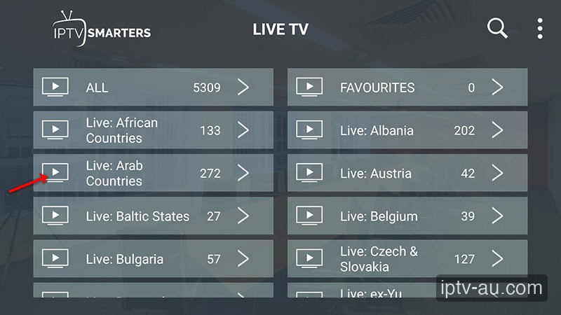 1. Browsing Categories for IPTV on IPTV Smarters Pro
