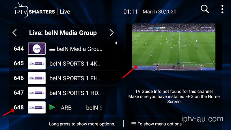 2. Watching Live TV & EPG for IPTV on IPTV Smarters Pro