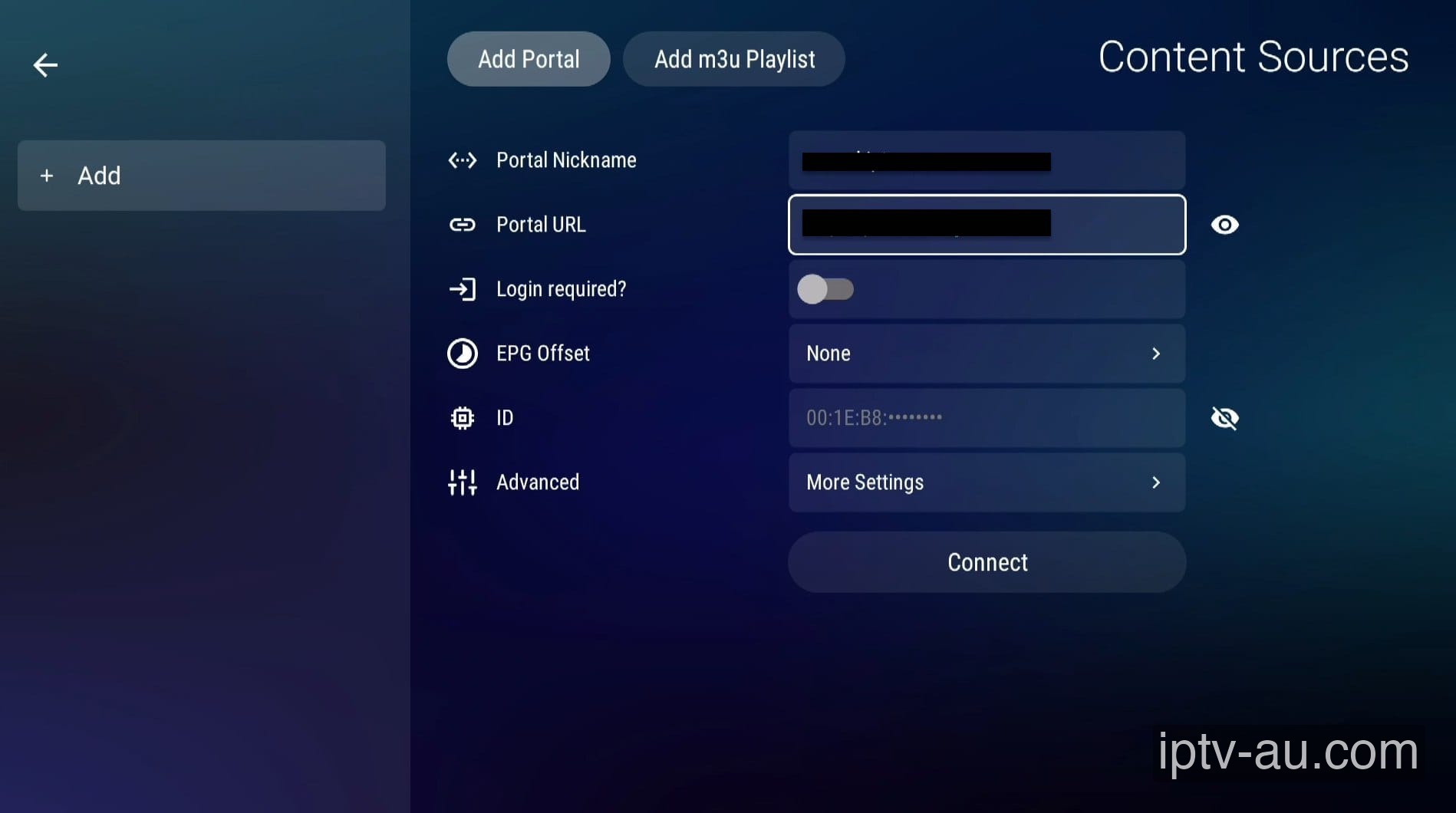 Enter Portal Details for IPTV on Formuler