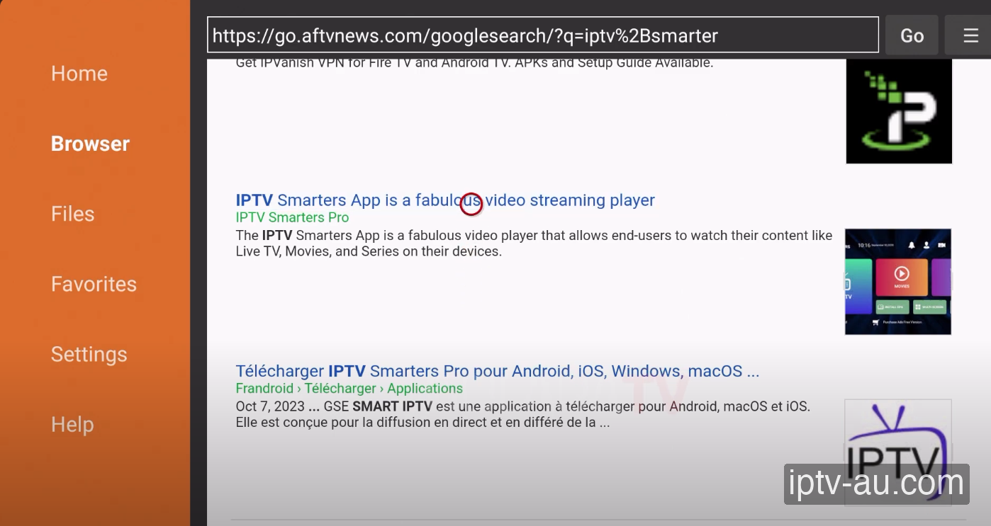 Search for IPTV Smarters in Downloader