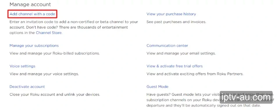 Manage Account for IPTV on Device