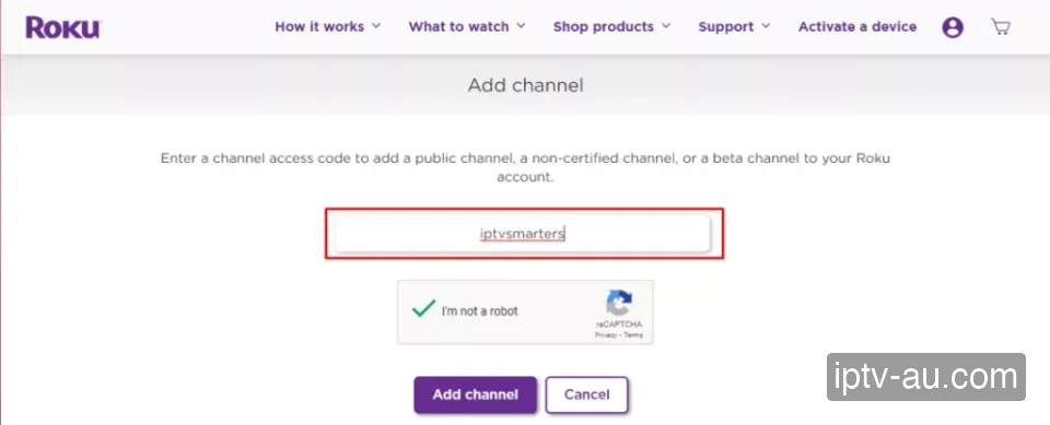 Enter Channel Code for IPTV on Device