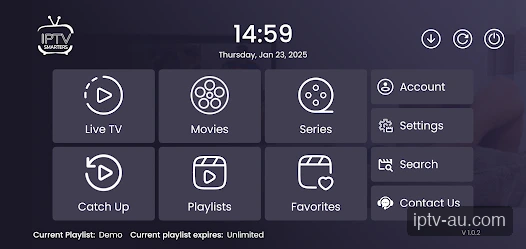IPTV Smarters Home Screen