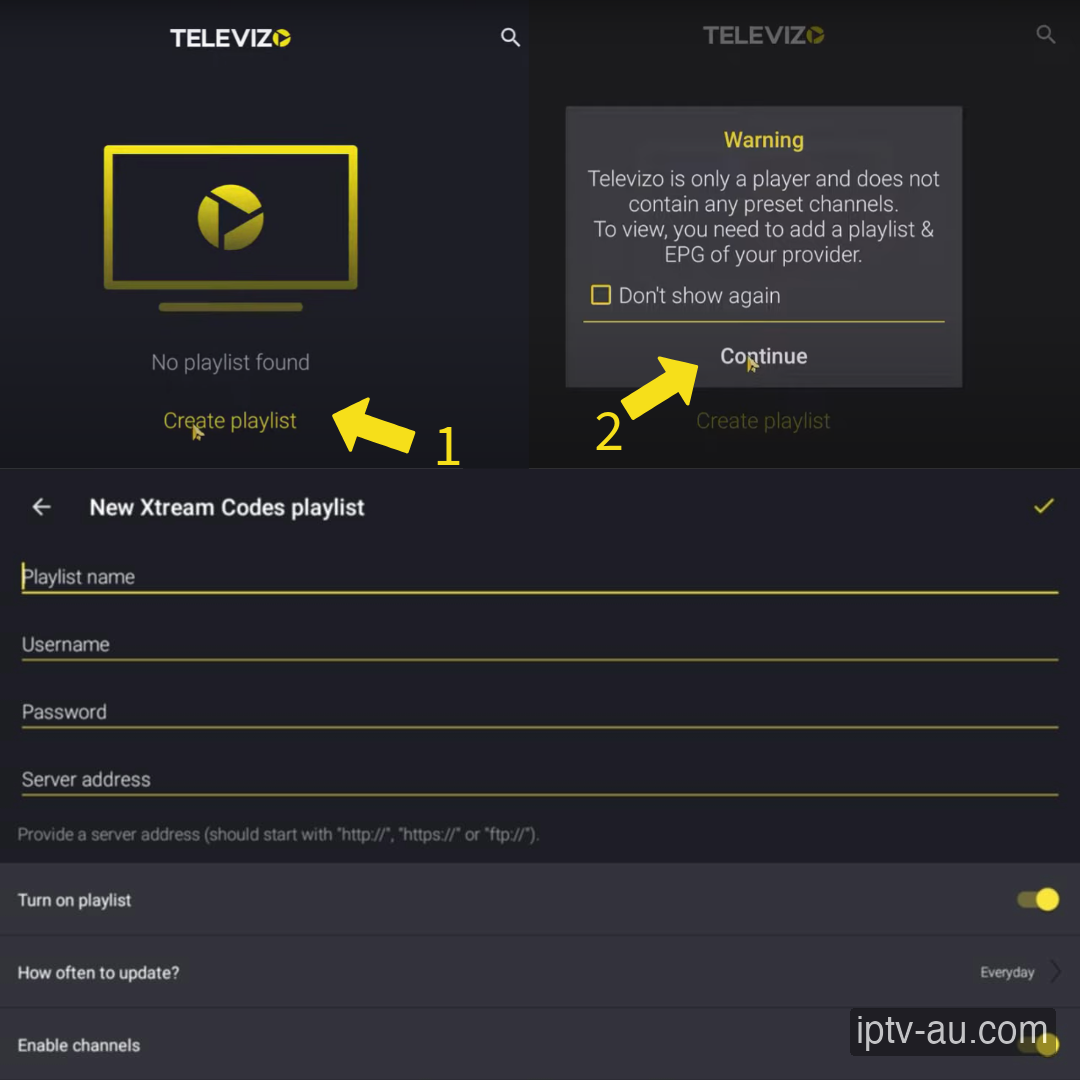 Enter Xtream Codes Details for IPTV on Televizo IPTV