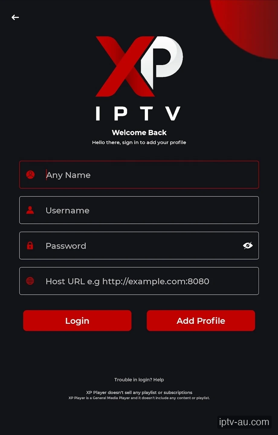 Choose Login Type for IPTV on XP IPTV