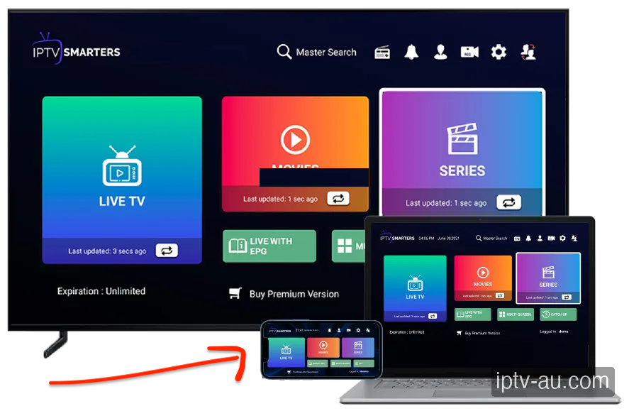 IPTV Smarters Pro App Interface on Smart TV